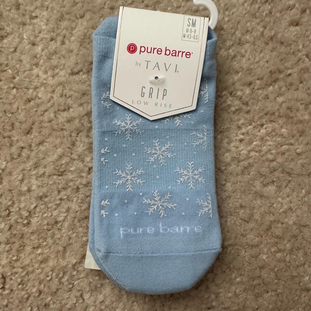 Pure Barre Blue Grip Socks snowflake